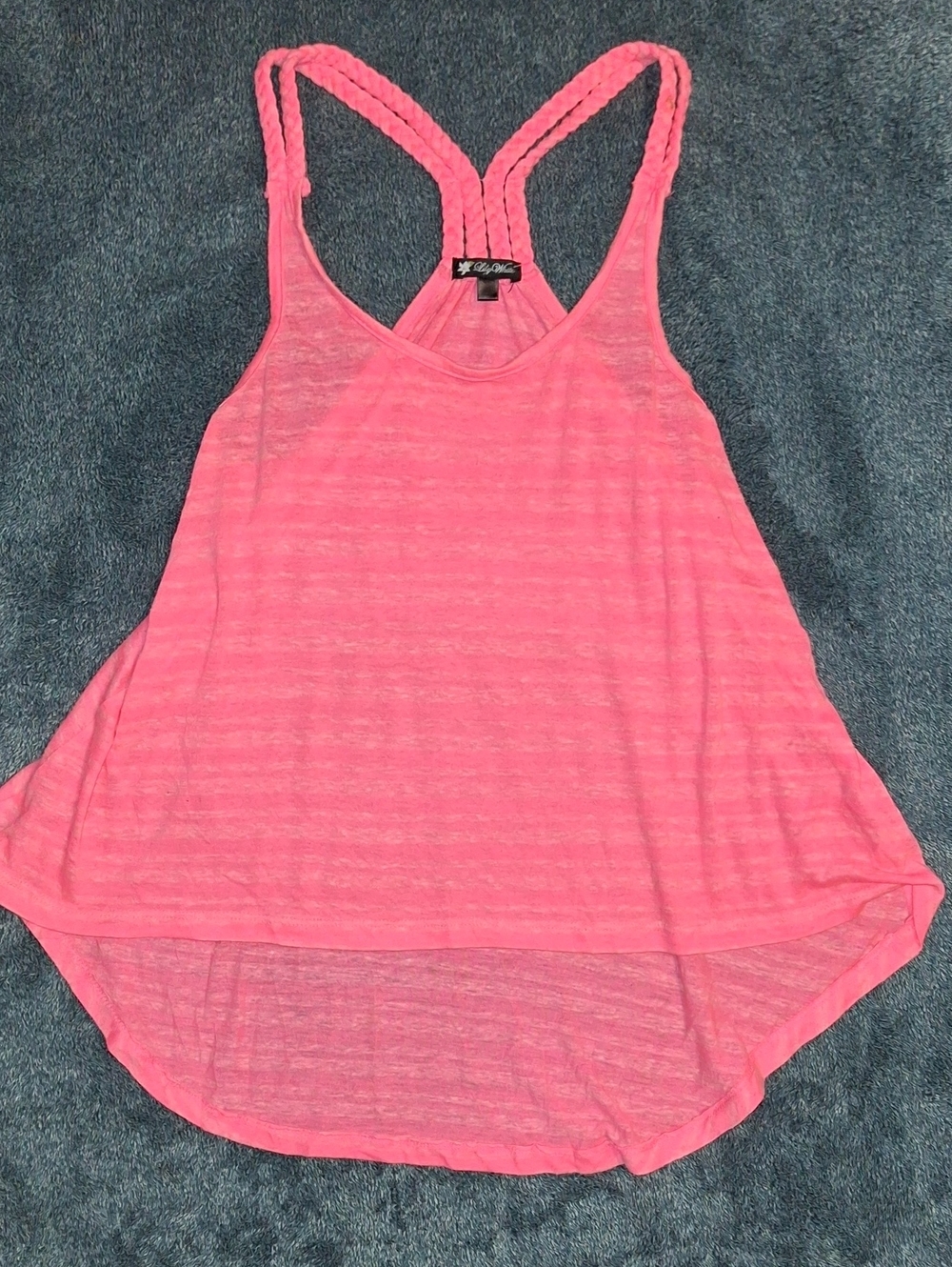 Lily Rose Neon Pink Braided-Racerback Tank